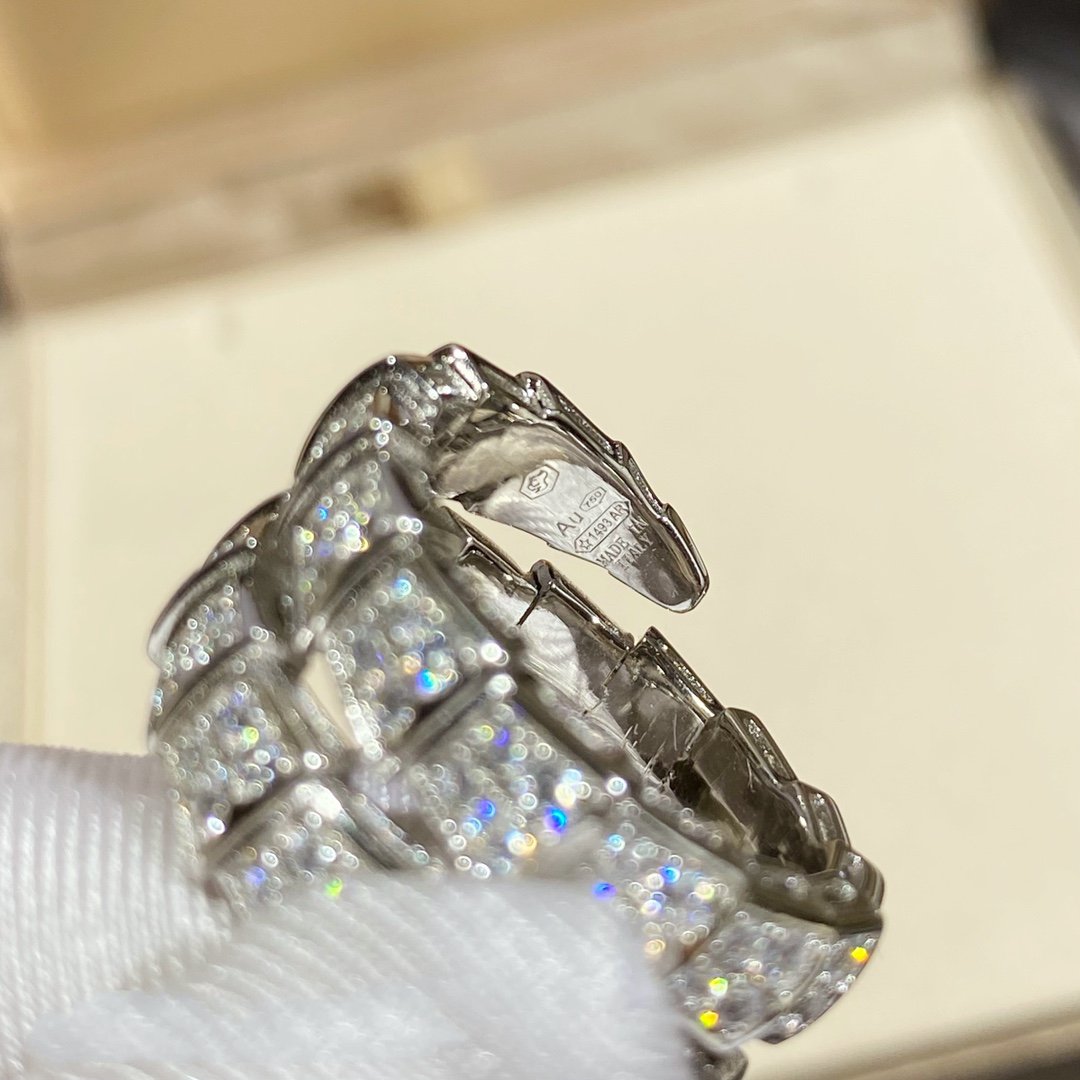 [OLIVIA]SERPENTI DOUBLE RING SILVER DIAMOND PAVED