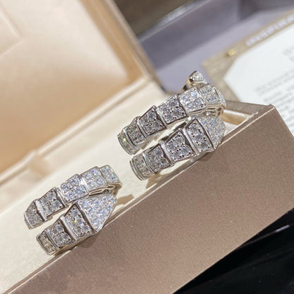 [OLIVIA]SERPENTI DOUBLE RING SILVER DIAMOND PAVED