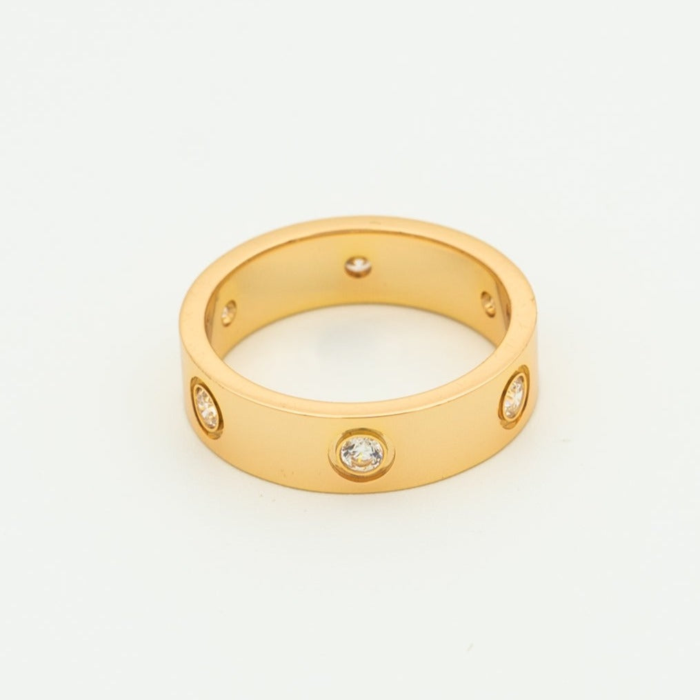 [Everoly JW]LOVE RING 5.5MM 6 DIAMONDS PINK GOLD