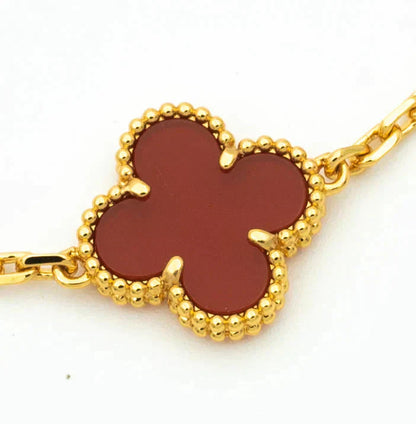 [Everoly JW]  CLOVER 5 MOTIF RED CORNELIAN BRACELET COLLECTION