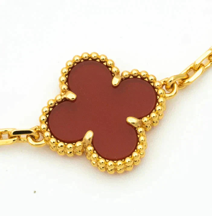 [Everoly JW]  CLOVER 5 MOTIF RED CORNELIAN BRACELET COLLECTION
