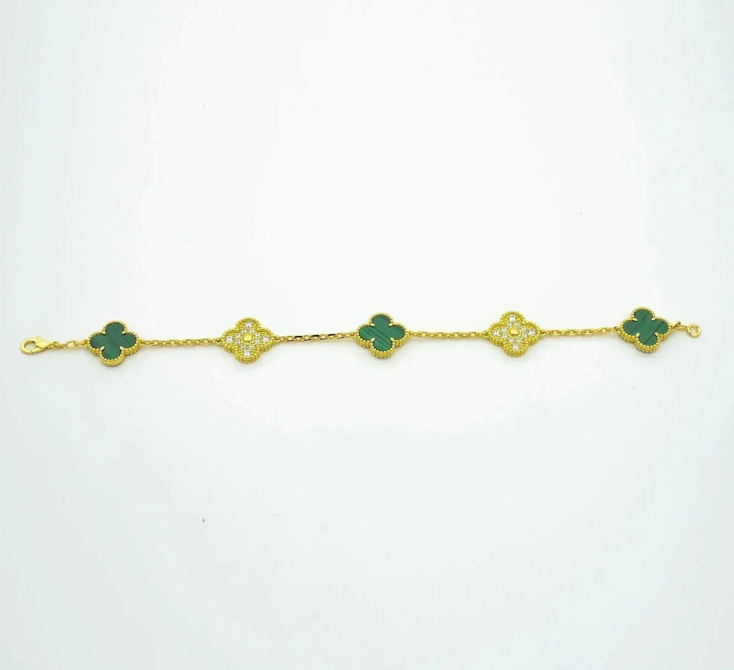 [Everoly JW]  CLOVER 5 MOTIF MALACHITE BRACELET COLLECTION