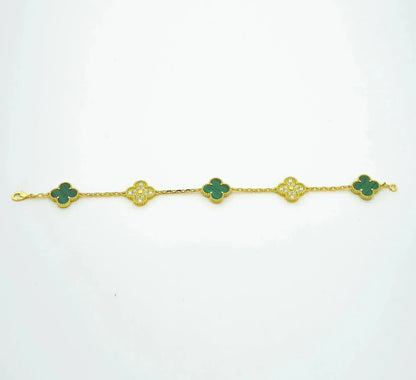 [Everoly JW]  CLOVER 5 MOTIF MALACHITE BRACELET COLLECTION
