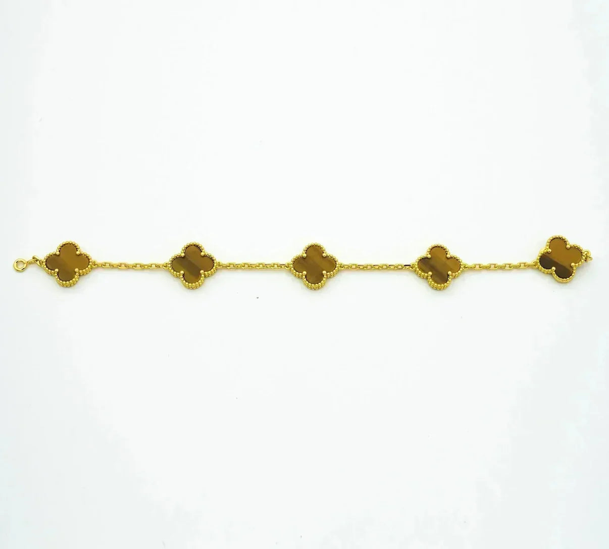 [Everoly JW]  CLOVER 5 MOTIFS TIGER EYE BRACELET COLLECTION