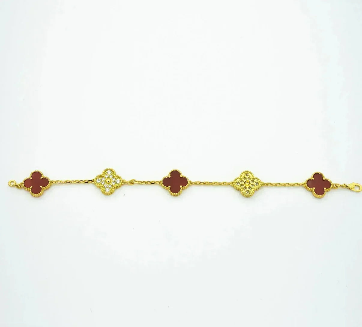 [Everoly JW]  CLOVER 5 MOTIF RED CORNELIAN BRACELET COLLECTION