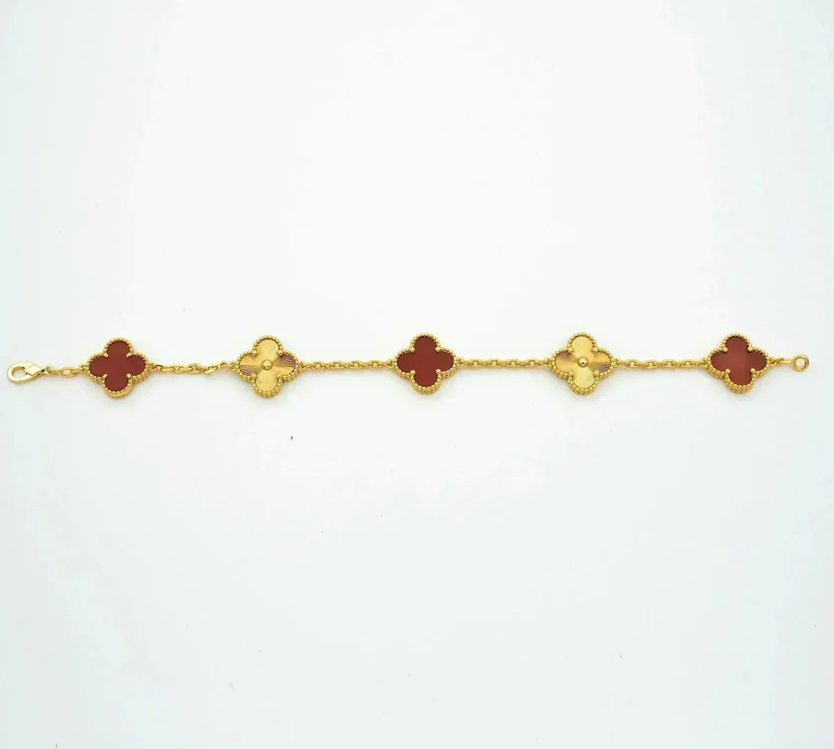 [Everoly JW]  CLOVER 5 MOTIF RED CORNELIAN BRACELET COLLECTION