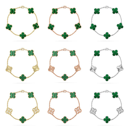 [Everoly JW]  CLOVER 5 MOTIF MALACHITE BRACELET COLLECTION