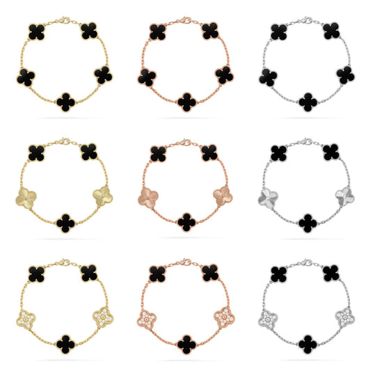 [Everoly JW]  CLOVER 5 MOTIF ONYXS BRACELET COLLECTION