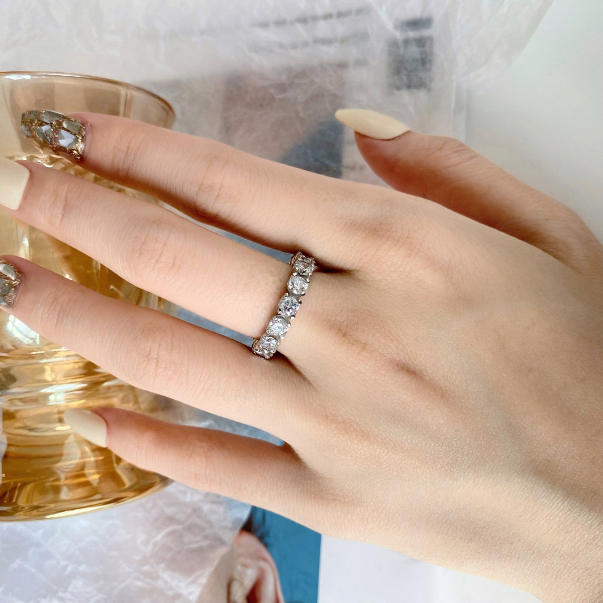 [Olivia JW]Eternity Round Cut Tennis Ring