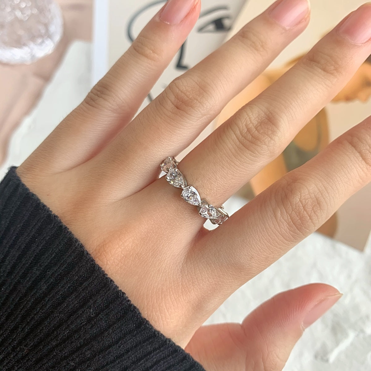 [Everoly JW]Exquisiter Tennisring im Birnenschliff