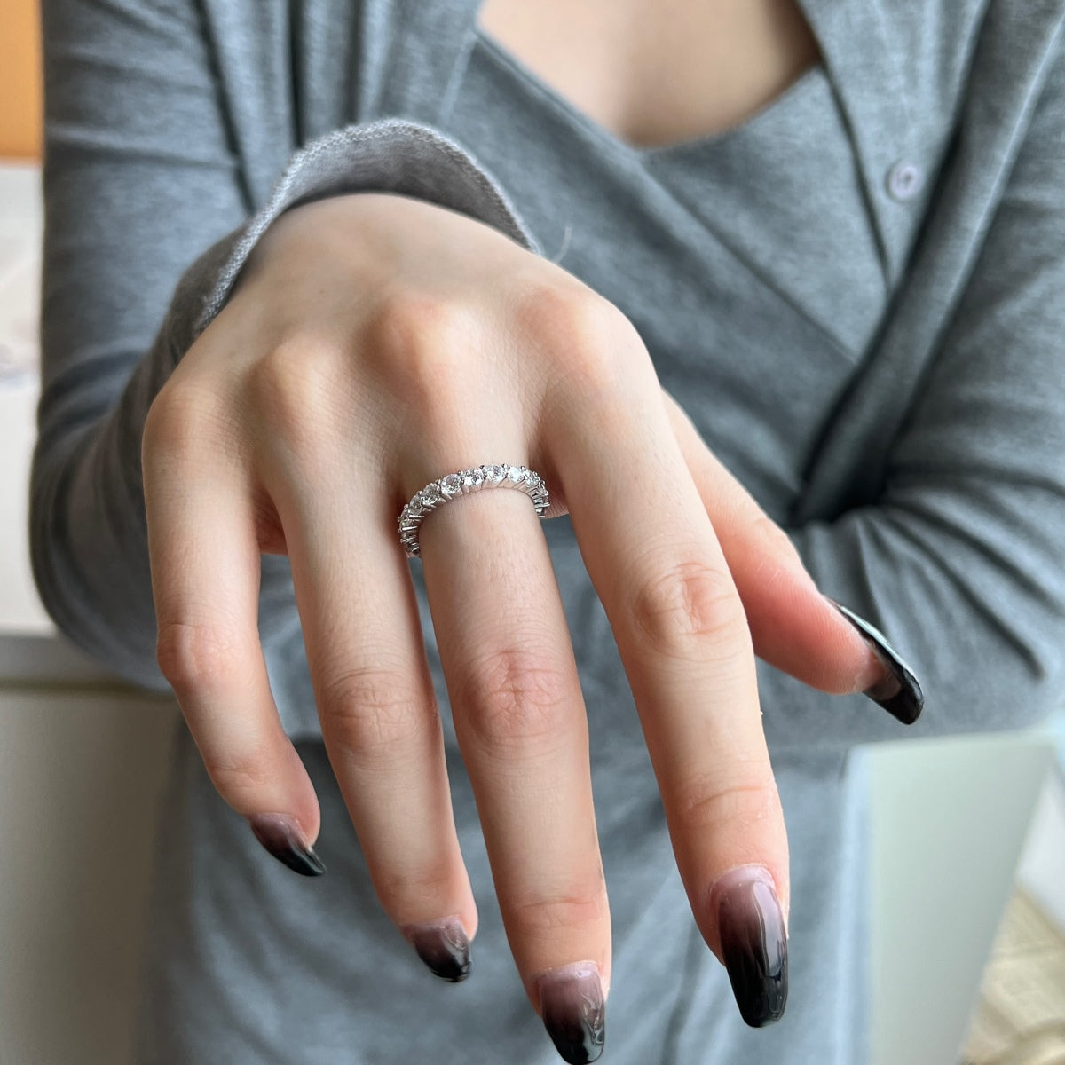 [Olivia JW]Sparkling Round Cut Tennis Ring