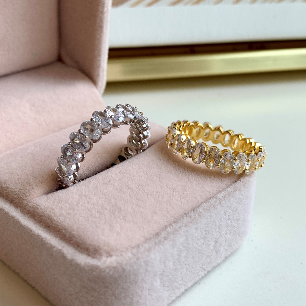 [Everoly JW] Verzierter Tennisring mit ovalem Schliff