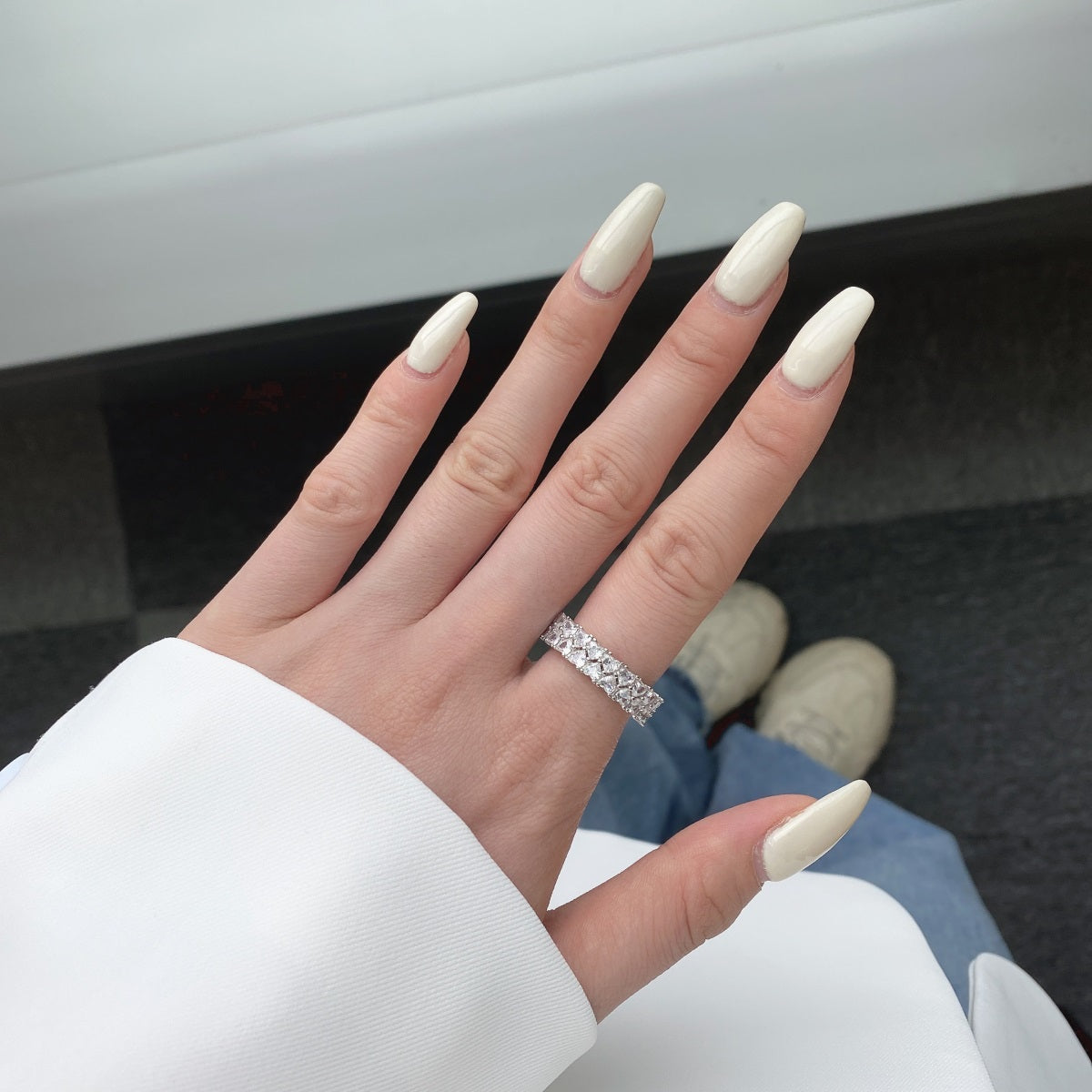 [Olivia JW]Sparkling Full Heart Ring