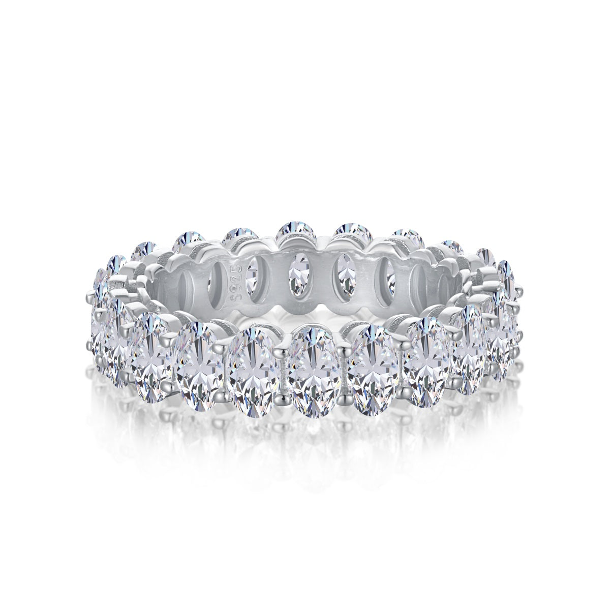 [Everoly JW] Verzierter Tennisring mit ovalem Schliff