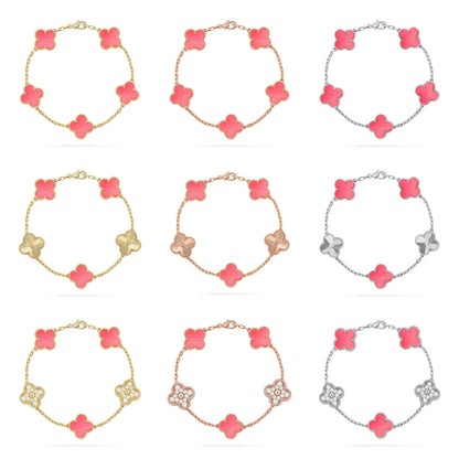 [Everoly JW]  CLOVER 5 MOTIFS  PINK MOP BRACELET COLLECTION