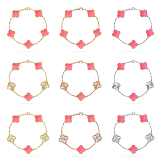 [Everoly JW]  CLOVER 5 MOTIFS  PINK MOP BRACELET COLLECTION