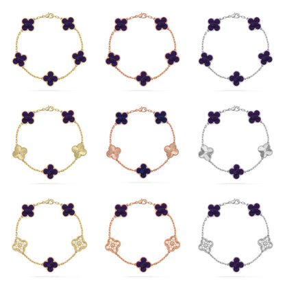 [Everoly JW] CLOVER 5 MOTIF PURPLE STRIPES BRACELET COLLECTION