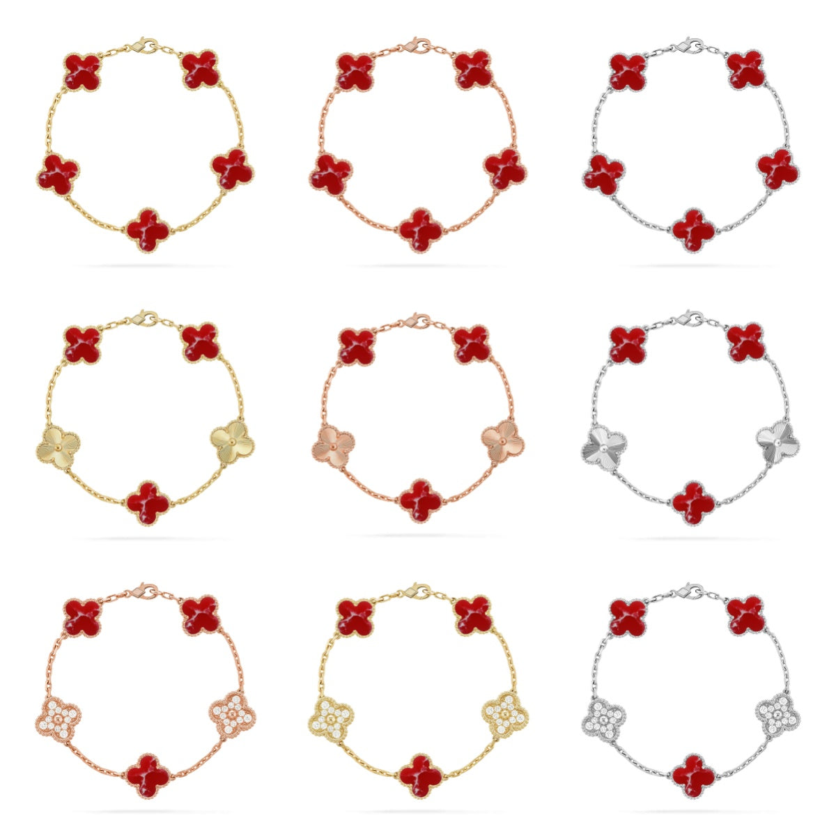 [Everoly JW] CLOVER 5 MOTIF RED PATTERN BRACELET COLLECTION