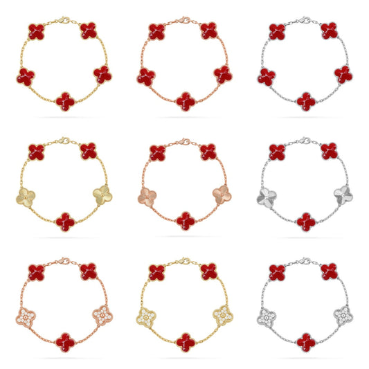 [Everoly JW] CLOVER 5 MOTIF RED PATTERN BRACELET COLLECTION