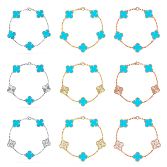 [Everoly JW]  CLOVER 5 MOTIF TURQUOISE BRACELET COLLECTION