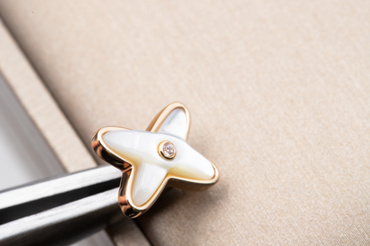 [Olivia JW]JEUX DE WHITE MOP PINK GOLD DIAMOND EARRINGS
