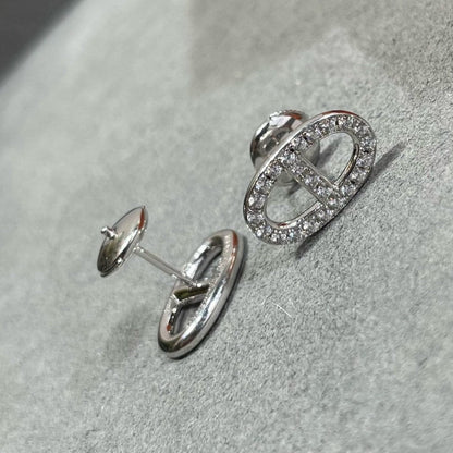 [Olivia JW]HM FULL DIAMOND PIG NOSE STUD EARRINGS