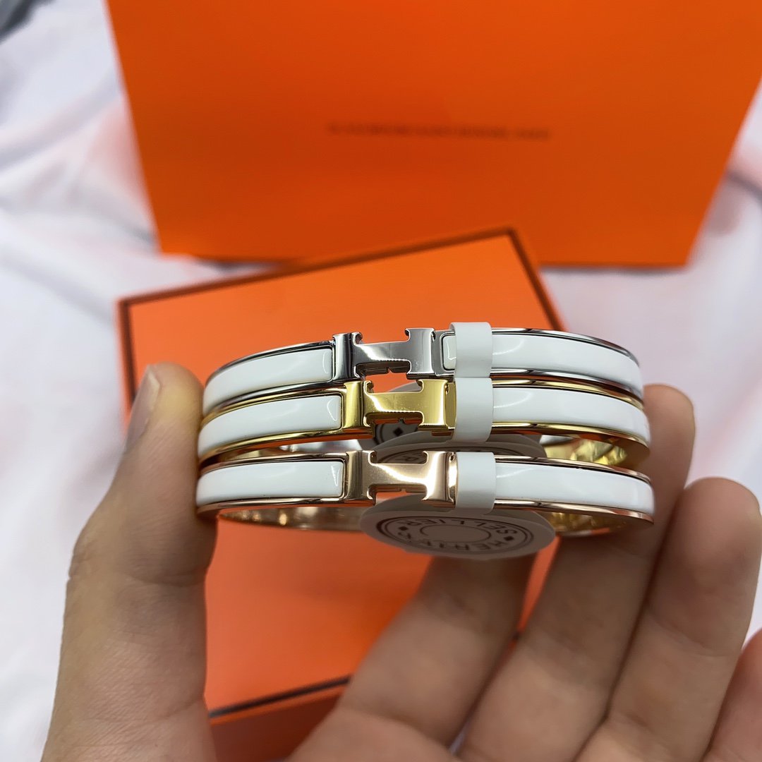 [Everoly JW]CLASSIC HM CLIC WHITE 8MM ENAMEL BRACELET