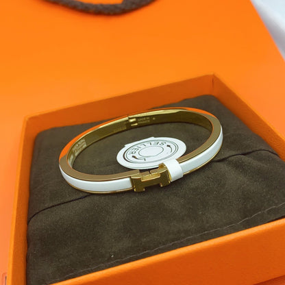 [Everoly JW]CLASSIC HM CLIC WHITE 8MM ENAMEL BRACELET