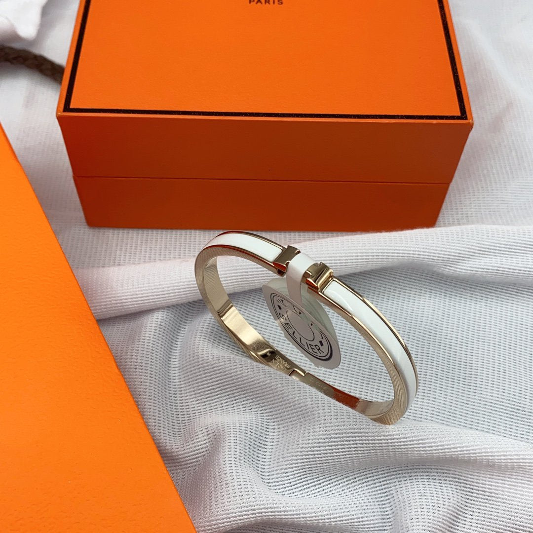 [Everoly JW]CLASSIC HM CLIC WHITE 8MM ENAMEL BRACELET