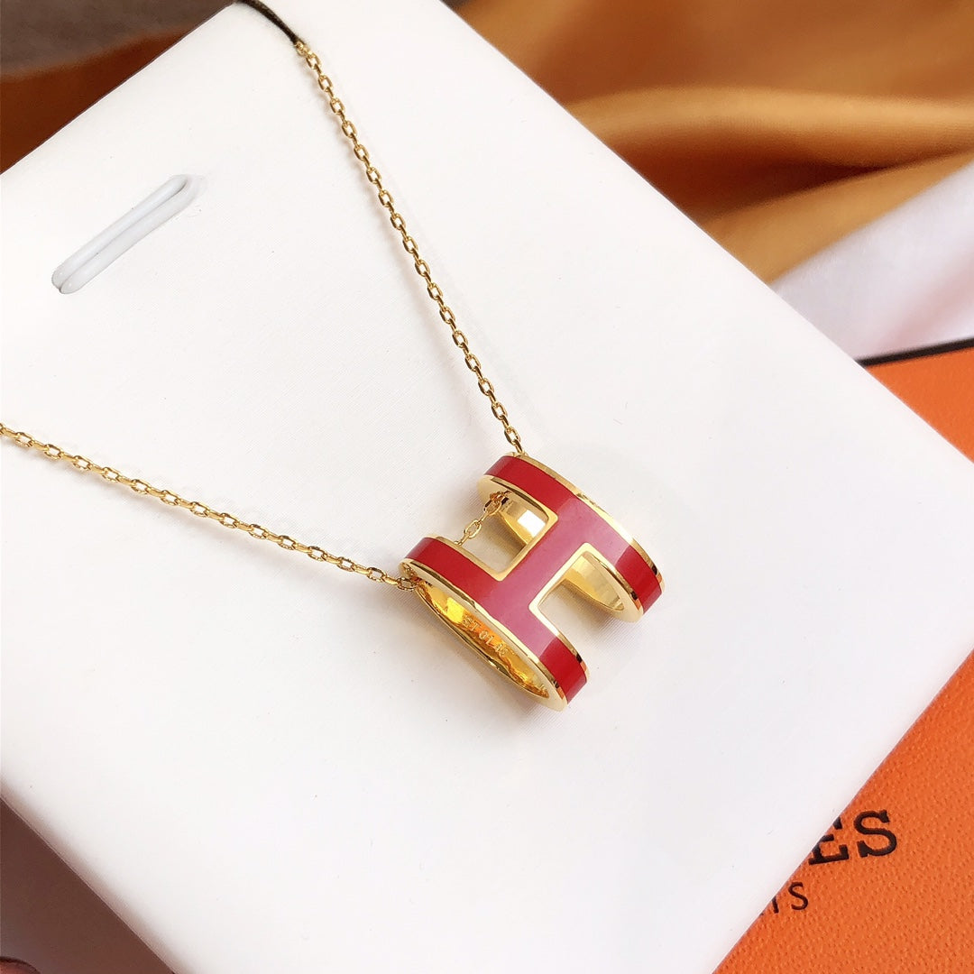 [Everoly JW]HM CLIC ROTE EMAILLE GOLD HALSKETTE