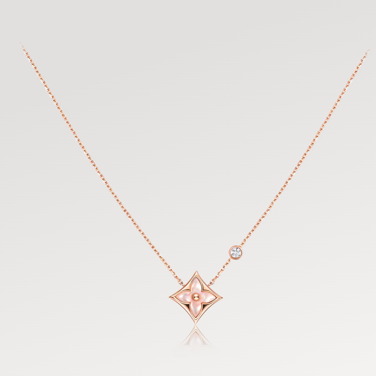 [Everoly JW] STAR PINK MOP 1 DIAMANT ROSA GOLD HALSKETTE