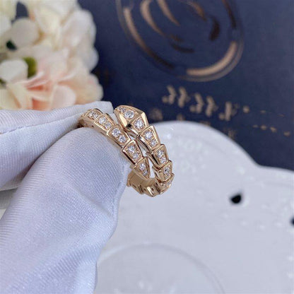 [OLIVIA]SERPENTI RING PINK GOLD DIAMOND PAVED 4MM
