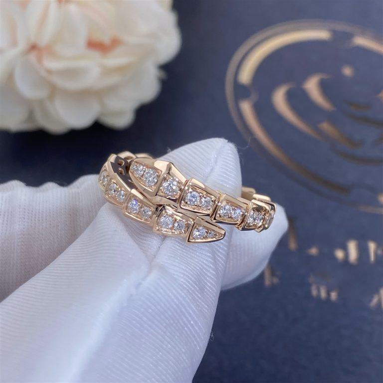 [OLIVIA]SERPENTI RING PINK GOLD DIAMOND PAVED 4MM