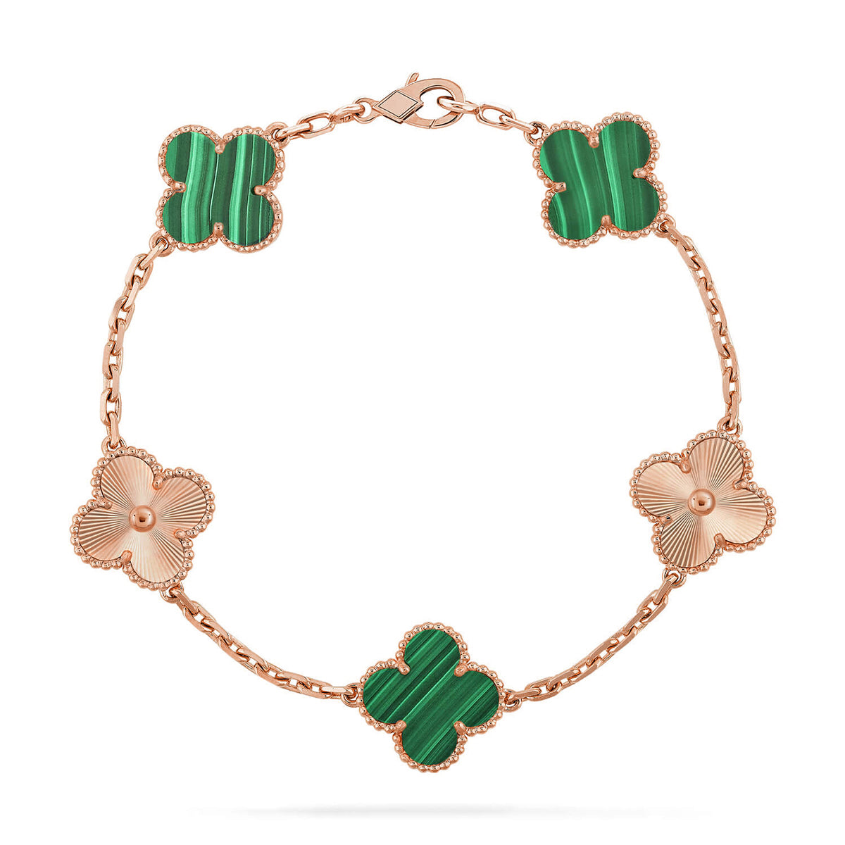 [Everoly JW]  CLOVER 5 MOTIF MALACHITE BRACELET COLLECTION