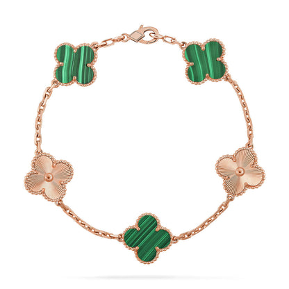 [Everoly JW]  CLOVER 5 MOTIF MALACHITE BRACELET COLLECTION