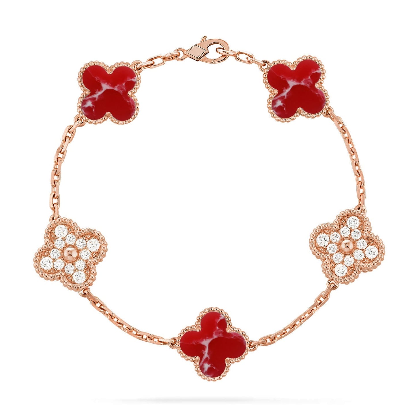 [Everoly JW] CLOVER 5 MOTIF RED PATTERN BRACELET COLLECTION