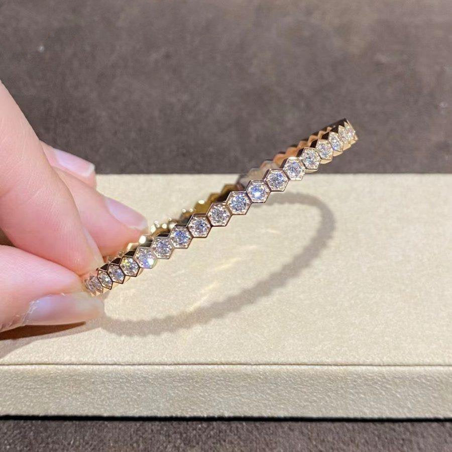 [Everoly JW] BEE LOVE GOLDARMBAND MIT VOLLEN DIAMANTEN 