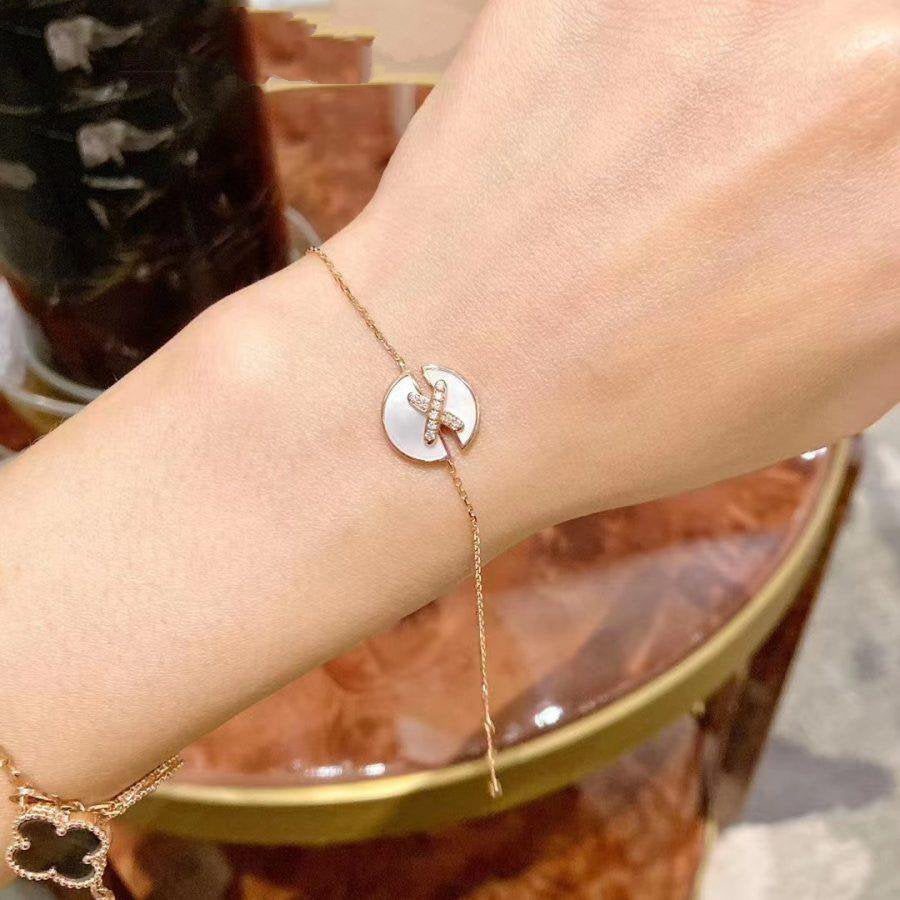 [Everoly JW]JEUX DE ARMBAND MOP ROSA GOLD DIAMANTEN