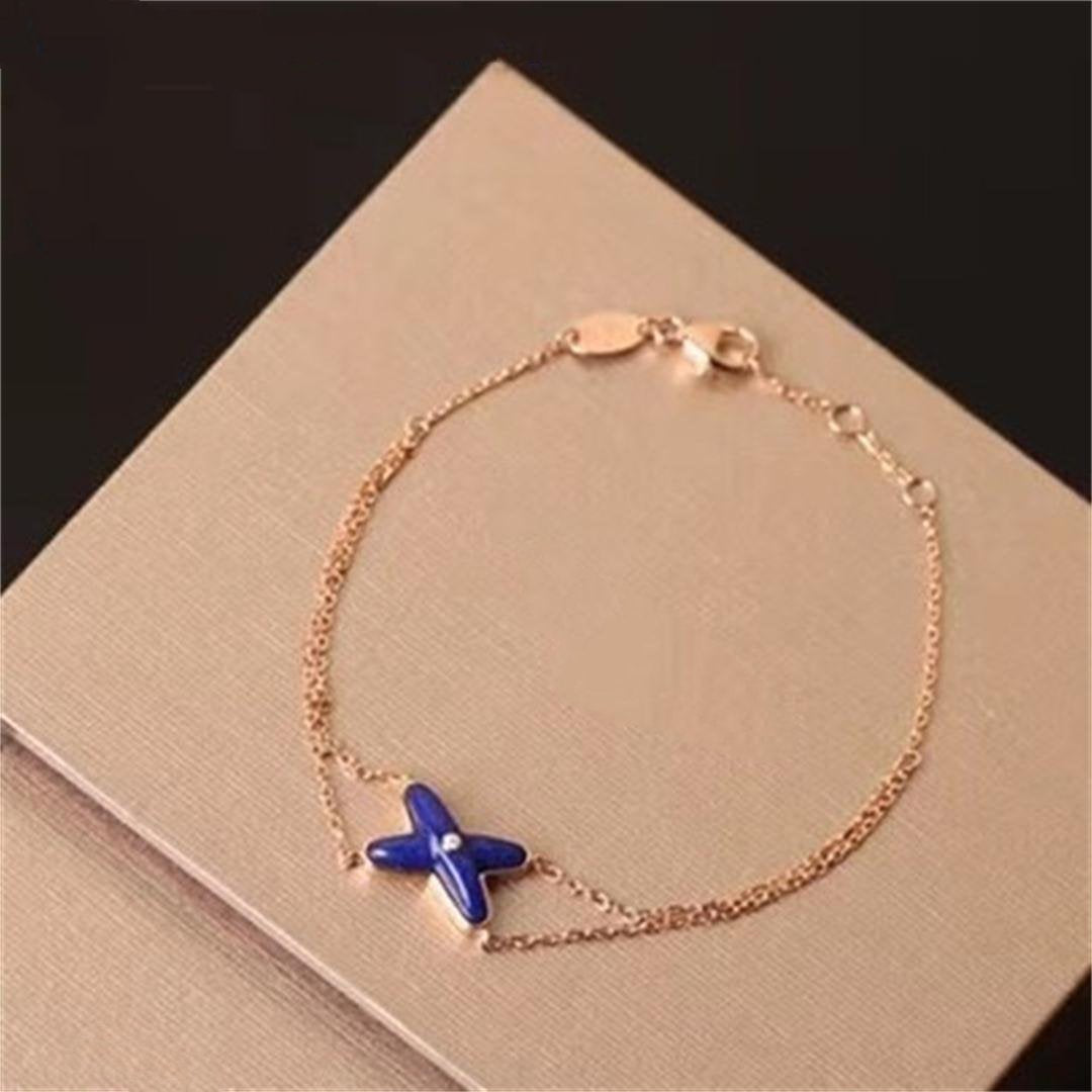 [Olivia JW]JEUX BRACELET BLUE AGATE PINK GOLD 1 DIAMOND