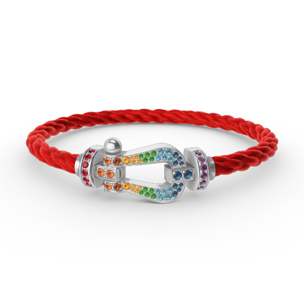 [Olivia JW]FORC LARGE HORSESHOE  COLORED DIAMOND BRACELET SILVER