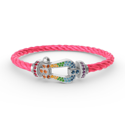 [Olivia JW]FORC LARGE HORSESHOE  COLORED DIAMOND BRACELET SILVER