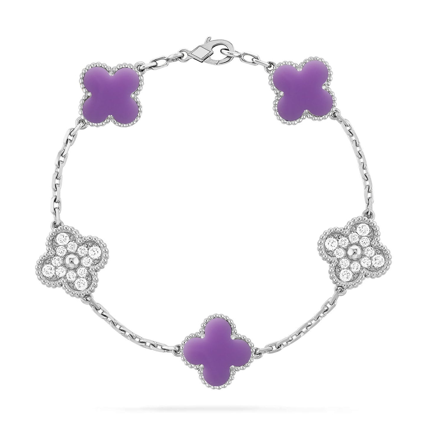 [Everoly JW] CLOVER 5 MOTIF LIGHT PURPLE BRACELET COLLECTION