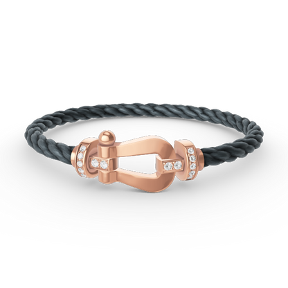 [Olivia JW]FORCE LARGE HORSESHOE HALF DIAMOND BRACELET ROSE GOLD