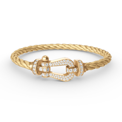 [Olivia JW]FORCE LARGE HORSESHOE FULL DIAMOND BRACELET GOLD
