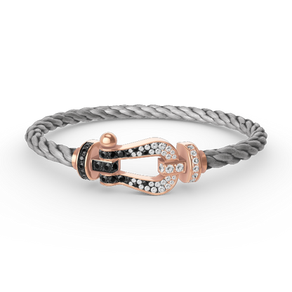 [Everoly JW]FORCE LARGE HORSESHOE BLACK WHITE DIAMOND BRACELET ROSE GOLD