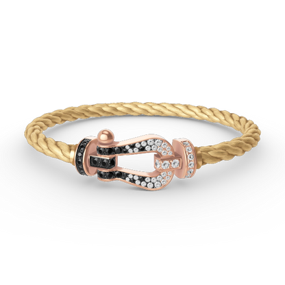 [Everoly JW]FORCE LARGE HORSESHOE BLACK WHITE DIAMOND BRACELET ROSE GOLD