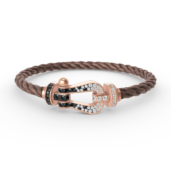 [Everoly JW]FORCE LARGE HORSESHOE BLACK WHITE DIAMOND BRACELET ROSE GOLD