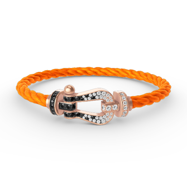 [Everoly JW]FORCE LARGE HORSESHOE BLACK WHITE DIAMOND BRACELET ROSE GOLD