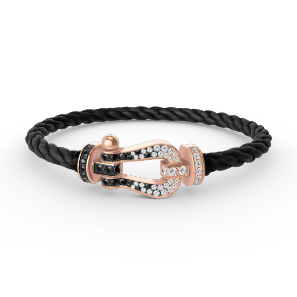 [Everoly JW]FORCE LARGE HORSESHOE BLACK WHITE DIAMOND BRACELET ROSE GOLD