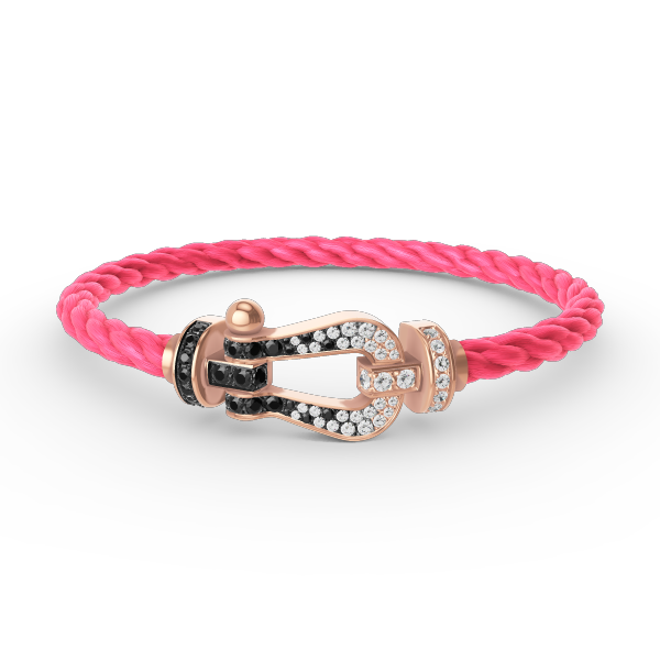 [Olivia JW]FORCE LARGE HORSESHOE BLACK WHITE DIAMOND BRACELET ROSE GOLD